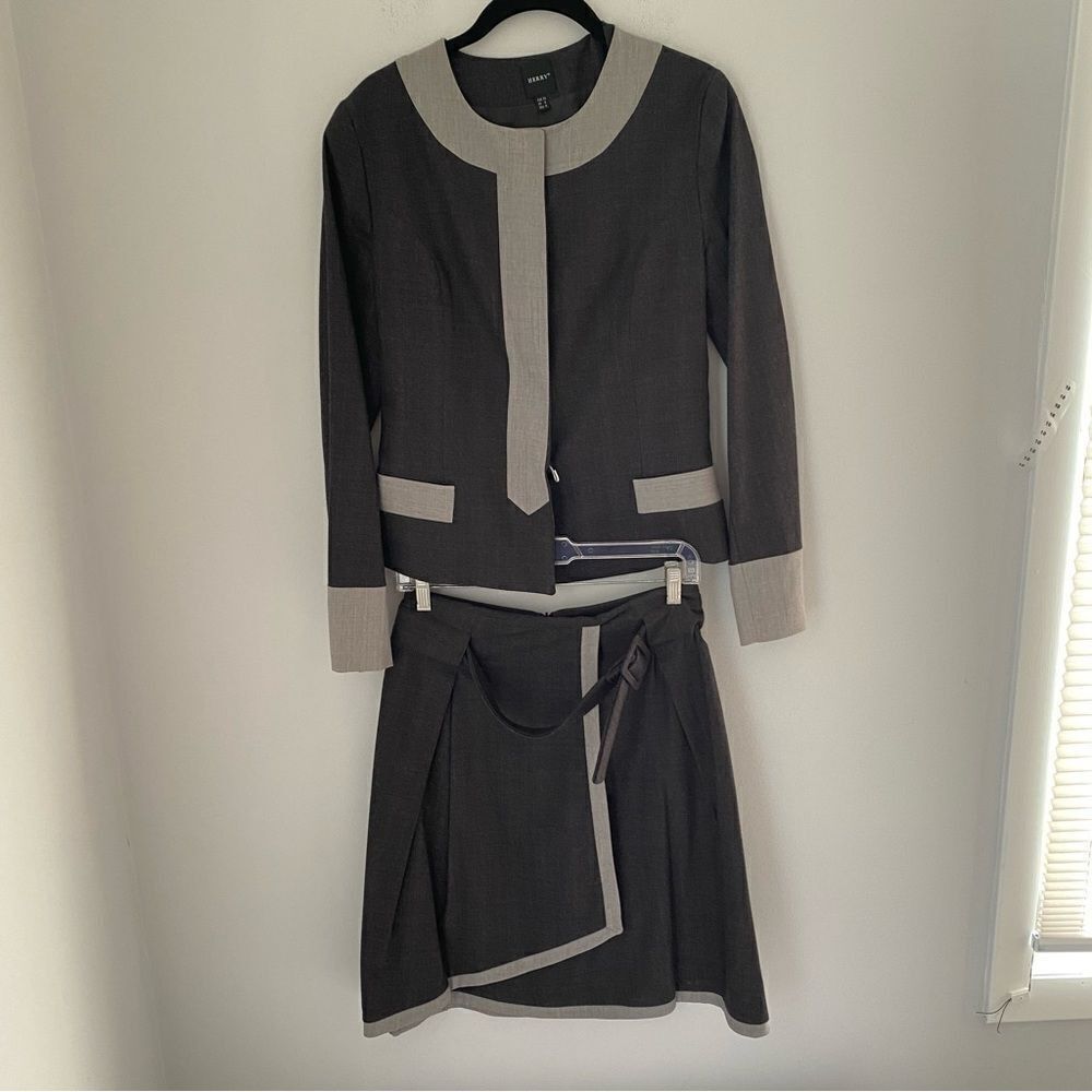 Herry Women’s Skirt Set Wool Blend Gray Color Block Size 6